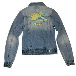 VTG Clockhouse California Dream Denim Jean Patch Jacket  Sunshine Beach Waves Y2